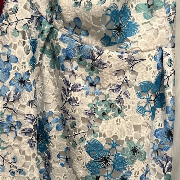 Floral Blue and White Dress with Veil - Picture 3 of 3